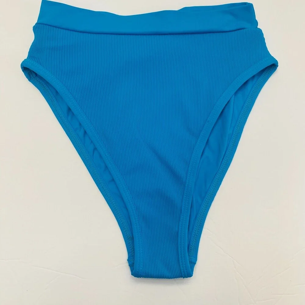 NWT L*SPACE Ribbed Frenchi Bikini Bottom Bitsy Electric Blue Size S